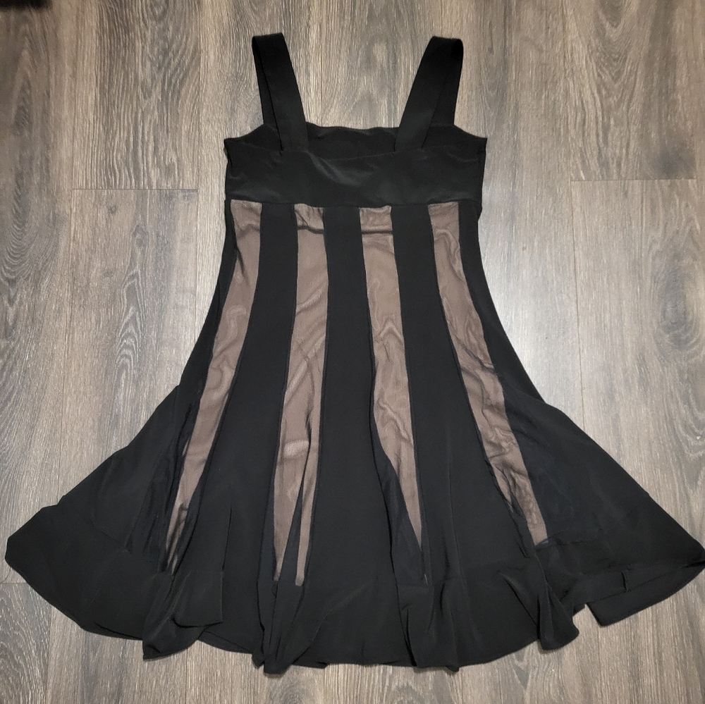 FRANK LYMAN Sheer Stripe Black Dress Size 10 - Picture 2 of 7